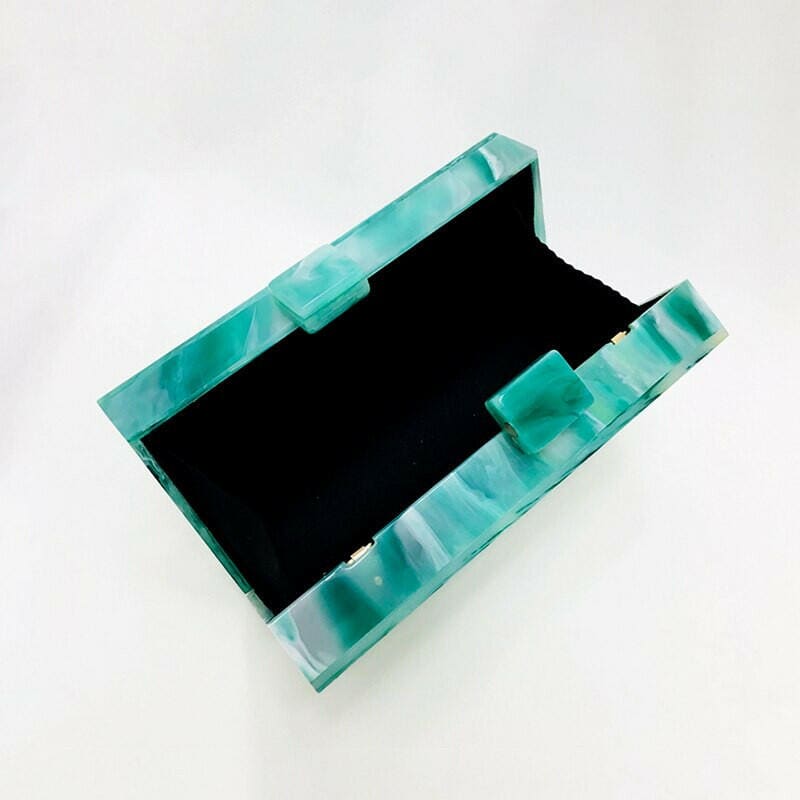 Acrylic Box Evening Handbag Luxury Small Stone Pattern Green