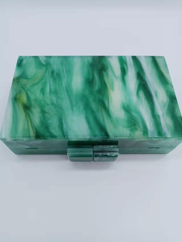 Acrylic Box Evening Handbag Luxury Small Stone Pattern Green