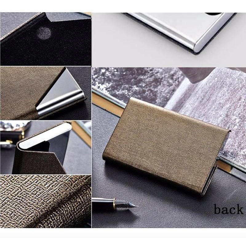 Leather Unisex Business Credit Card Holder in Aluminium