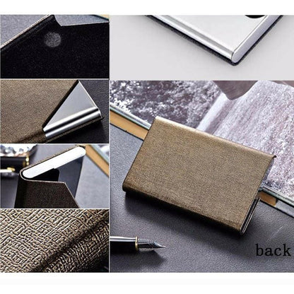 Leather Unisex Business Credit Card Holder in Aluminium