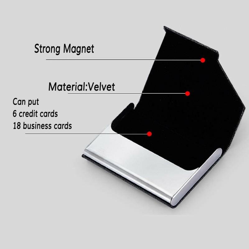 Leather Unisex Business Credit Card Holder in Aluminium