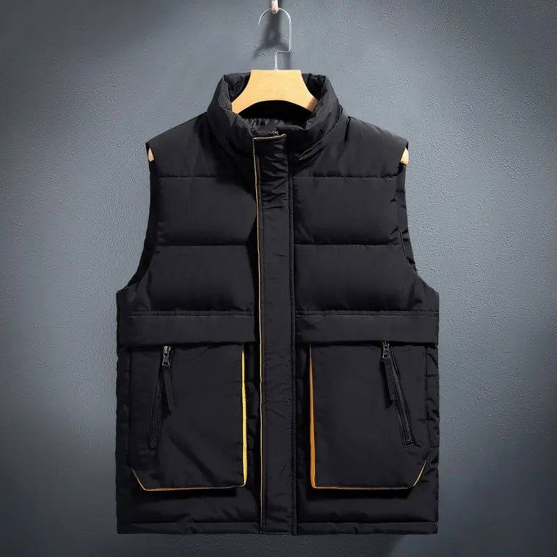 Mens Paddeed and Quilted Fleece-lined Warm Down Cotton Gilet