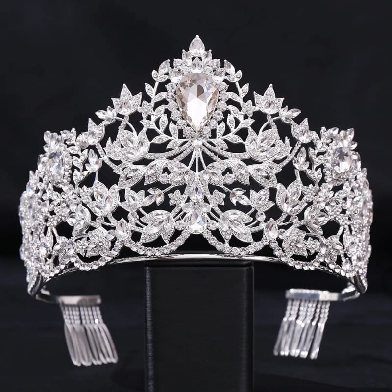 Baroque Style Large Rhinestone Wedding Crown Encrusted 1