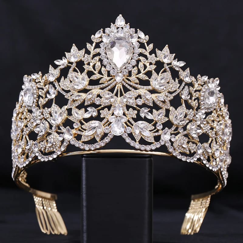 Baroque Style Large Rhinestone Wedding Crown Encrusted 4