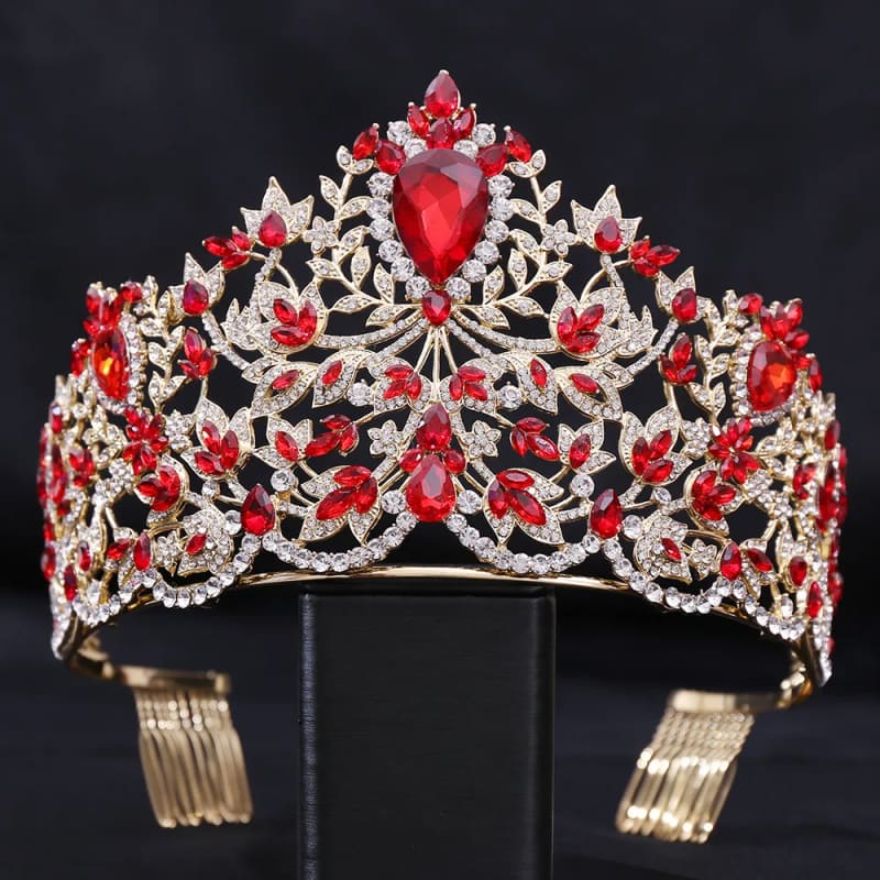 Baroque Style Large Rhinestone Wedding Crown Encrusted 5