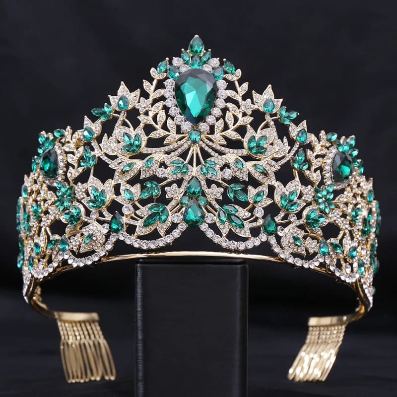 Baroque Style Large Rhinestone Wedding Crown Encrusted 7