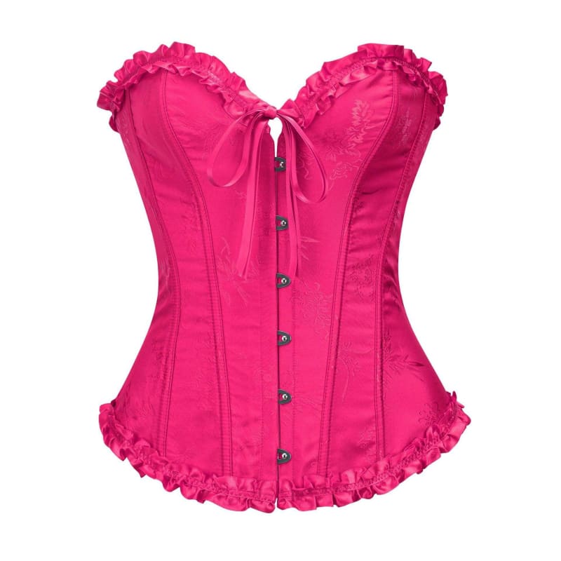 Beautiful Push Up Lace Corset With Ribbon Tie And Lace Frills - Pleasures and Sins