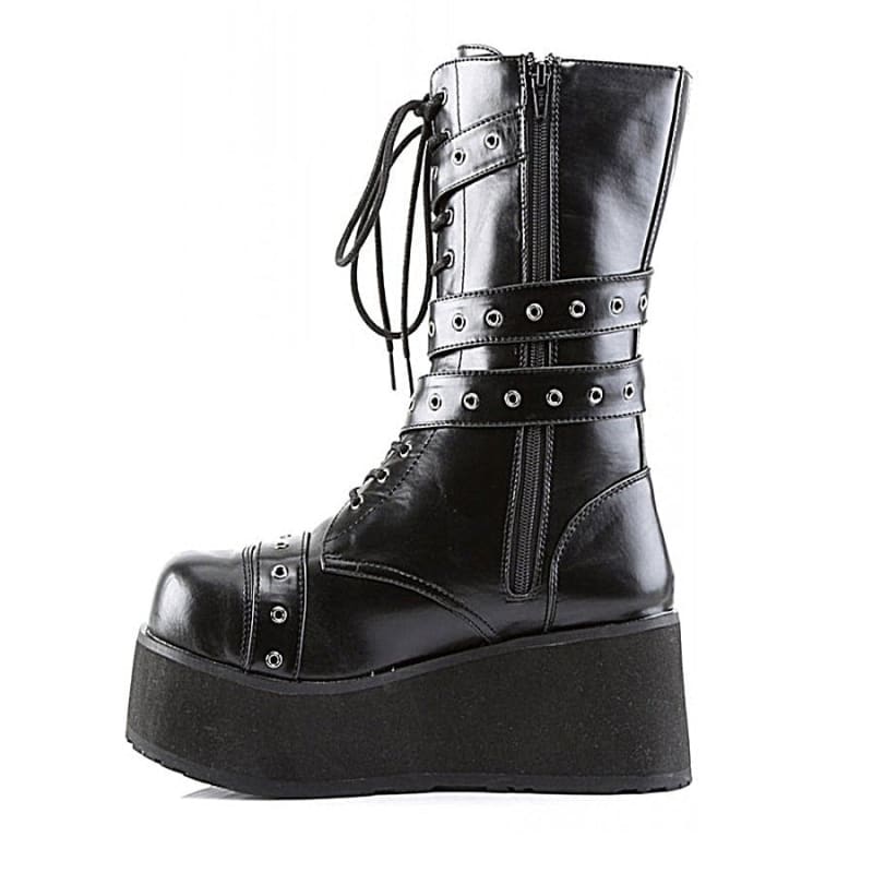 Black Punk Steampunk Platform High Wedge, Lace Up Boots - Pleasures and Sins   Pleasures and Sins