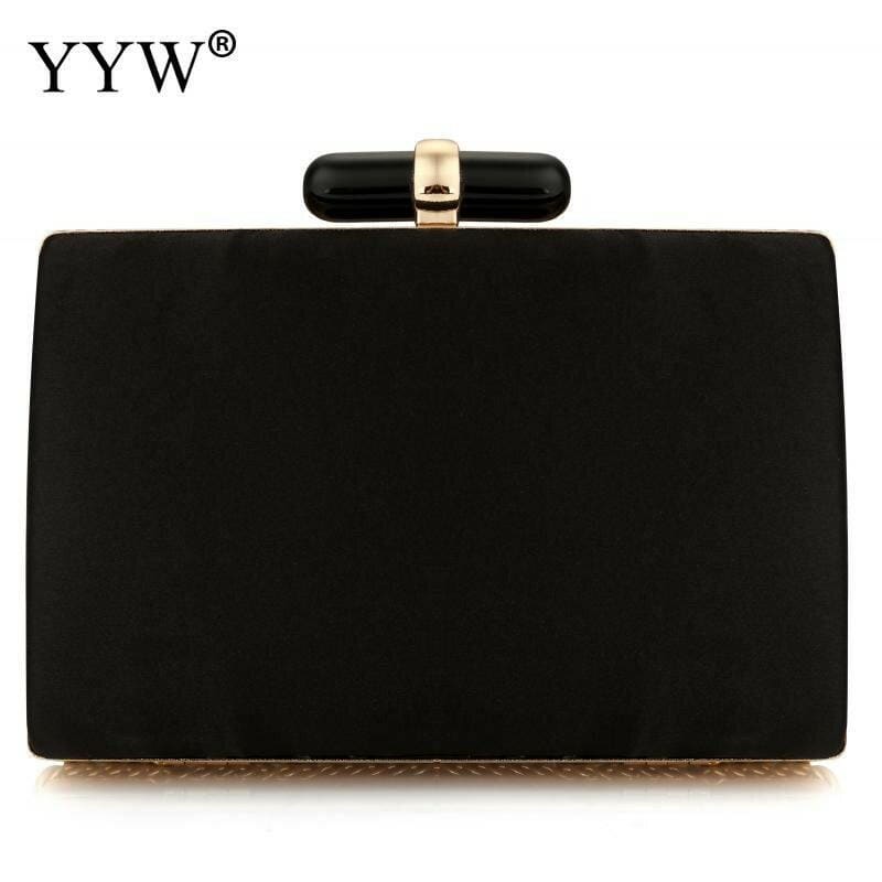 Black Satin Bohemia Style Rhinestone Clutch Bag