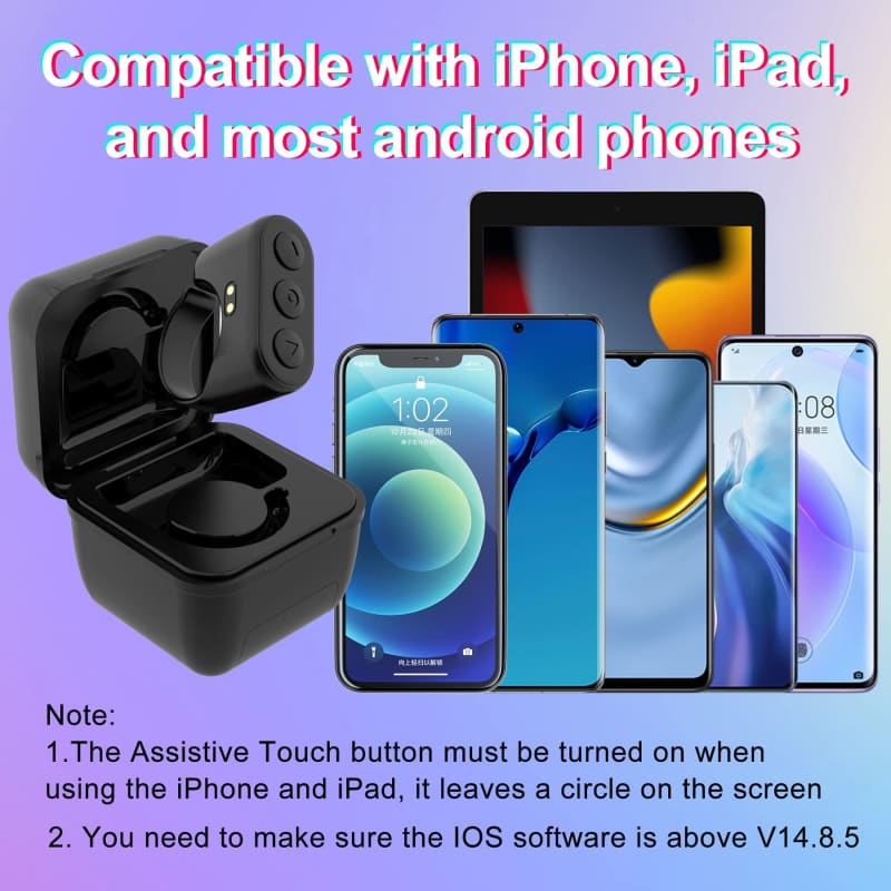 Wireless earbuds in a charging case alongside various smartphone models.