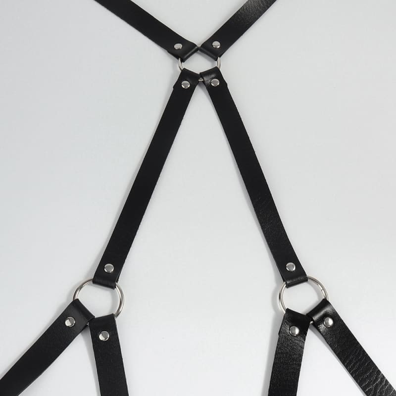 Sexy Black Leather Bondage Belt Hip Harness for Erotic Play