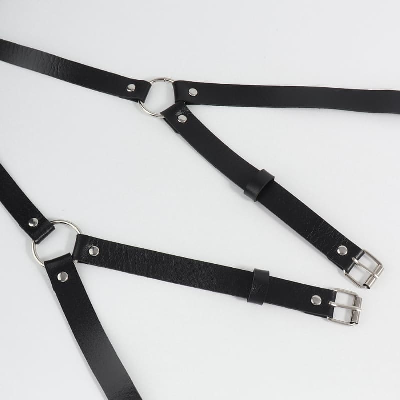 Sexy Black Leather Bondage Belt Hip Harness for Erotic Play