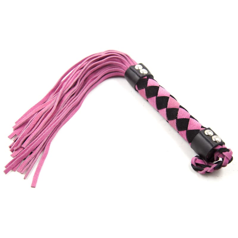 Bondage Real Leather Whip for Pleasure and Play Pink