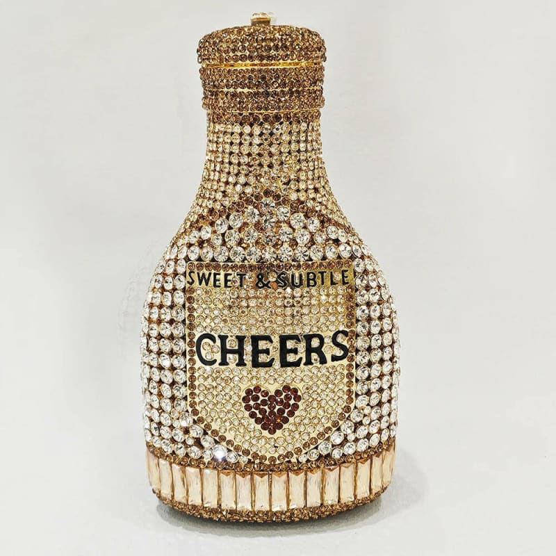 Bottle Shape Crystal Evening Bag Encrusted Bridal Bag