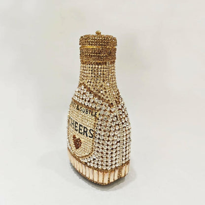 Bottle Shape Crystal Evening Bag Encrusted Bridal Bag