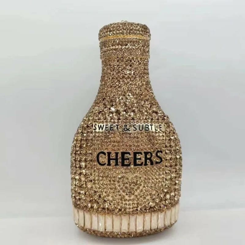 Bottle Shape Crystal Evening Bag Encrusted Bridal Bag Gold