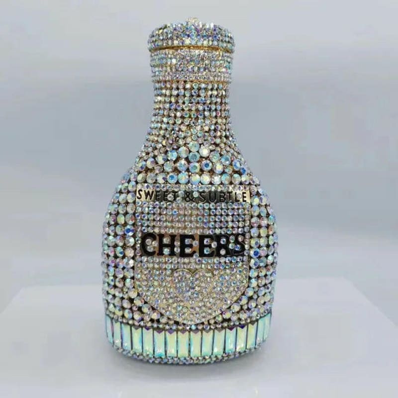 Bottle Shape Crystal Evening Bag Encrusted Bridal Bag Gold