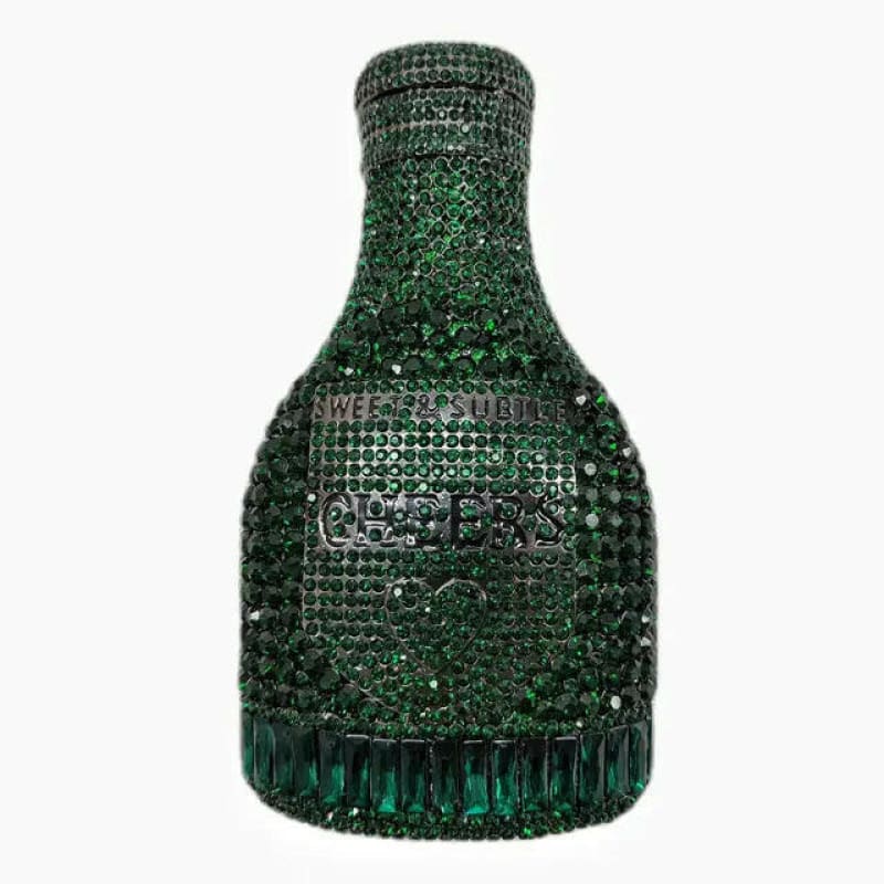 Bottle Shape Crystal Evening Bag Encrusted Bridal Bag Green