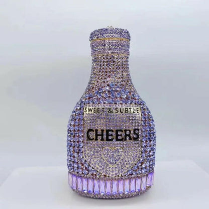 Bottle Shape Crystal Evening Bag Encrusted Bridal Bag