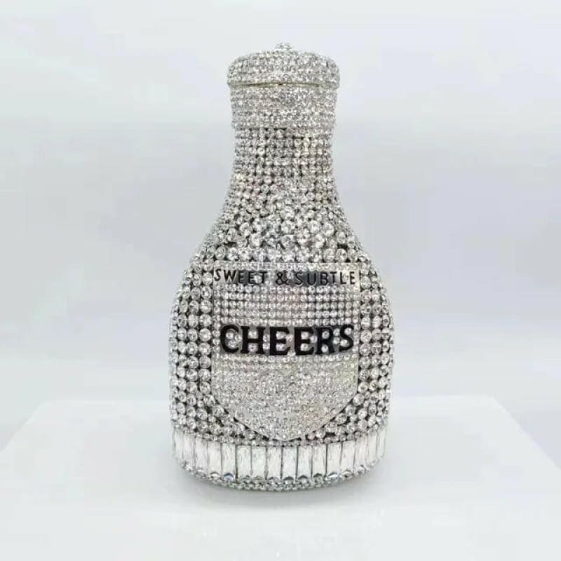 Bottle Shape Crystal Evening Bag Encrusted Bridal Bag