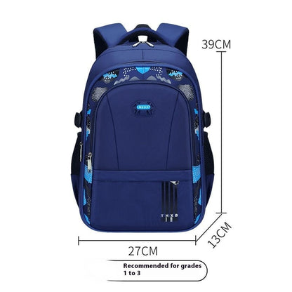 Breathable Light Negative Large Capacity Schoolbag Blue S