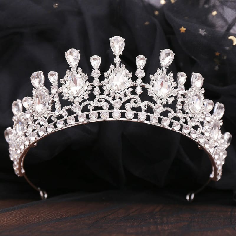 Bridal Baroque Water Drop Diamond Princess Tiara Thick