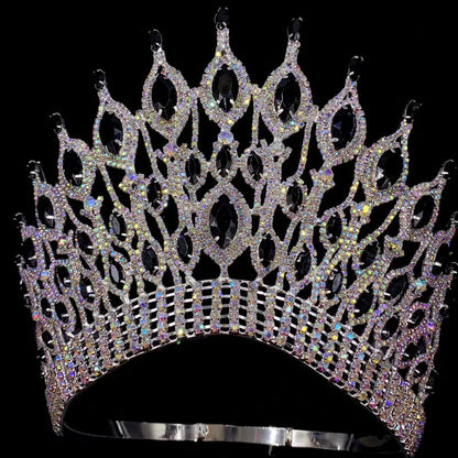 Bridal Gothic Tiara Black Rhinestone Crown for Women Luxury