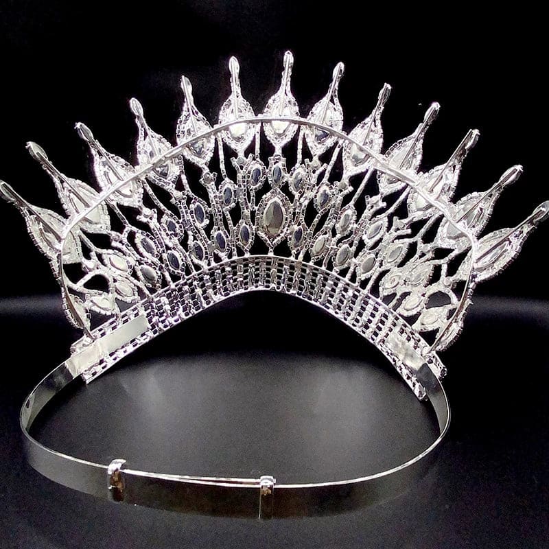 Bridal Gothic Tiara Black Rhinestone Crown for Women Luxury