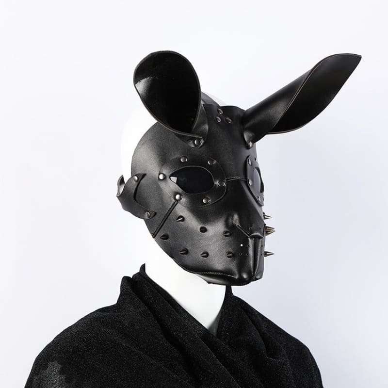 Bunny Girl Adjustable Bondage Mask with Ears and Spikes