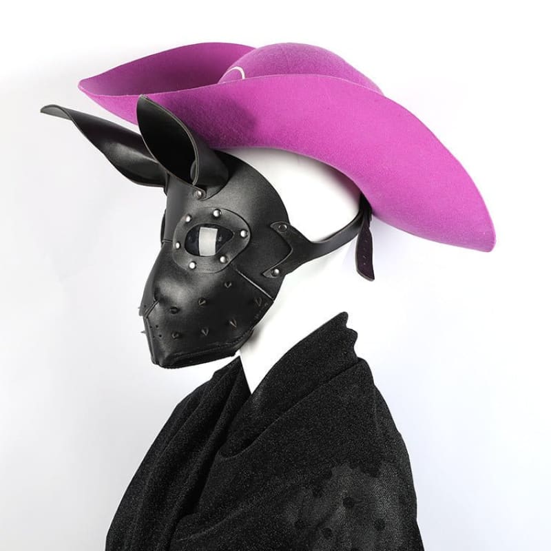 Bunny Girl Adjustable Bondage Mask with Ears and Spikes