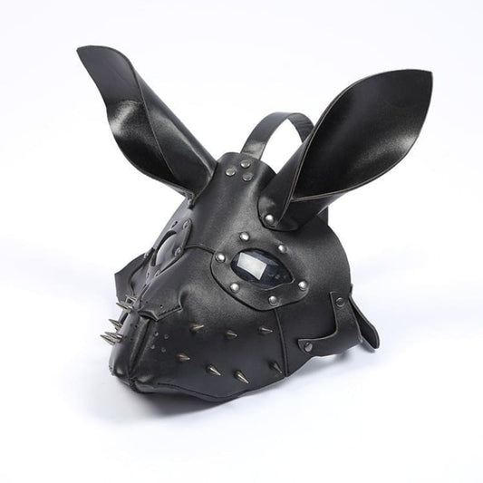 Bunny Girl Adjustable Bondage Mask with Ears and Spikes