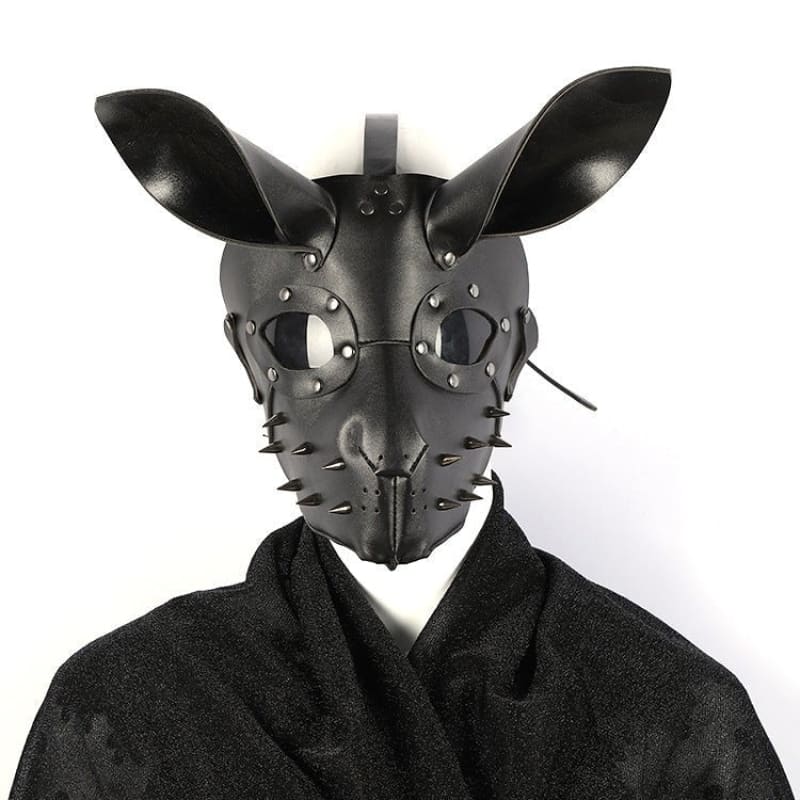 Bunny Girl Adjustable Bondage Mask with Ears and Spikes