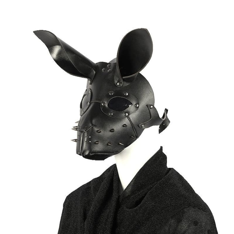 Bunny Girl Adjustable Bondage Mask with Ears and Spikes