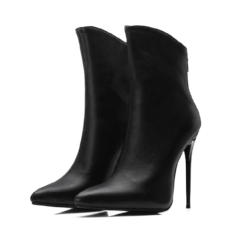 Women's Fashion Stiletto Pointed Toe Ankle Boots In Plus Sizes