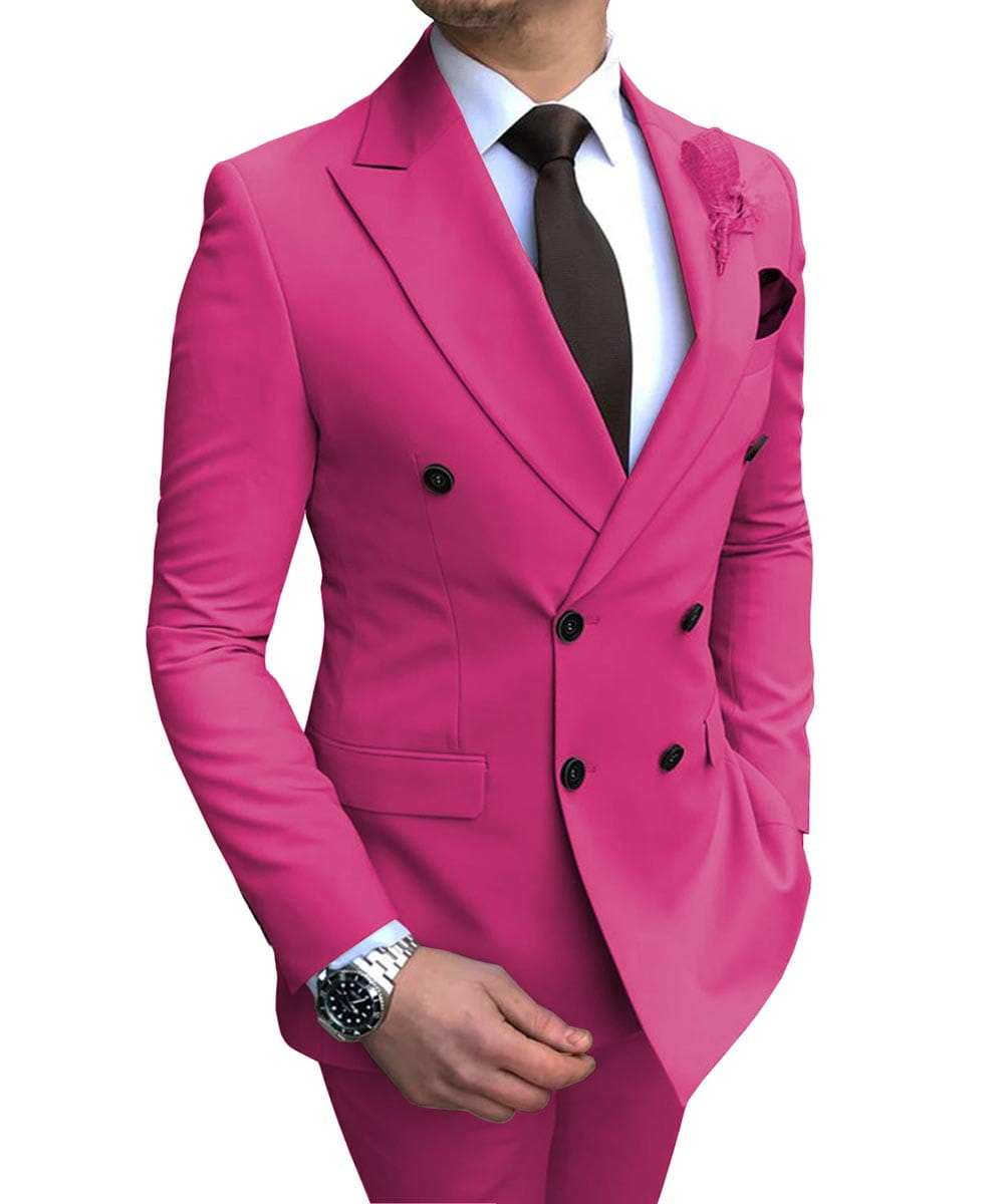 Double Breasted Wedding Groomsman Suit In 10 Colours