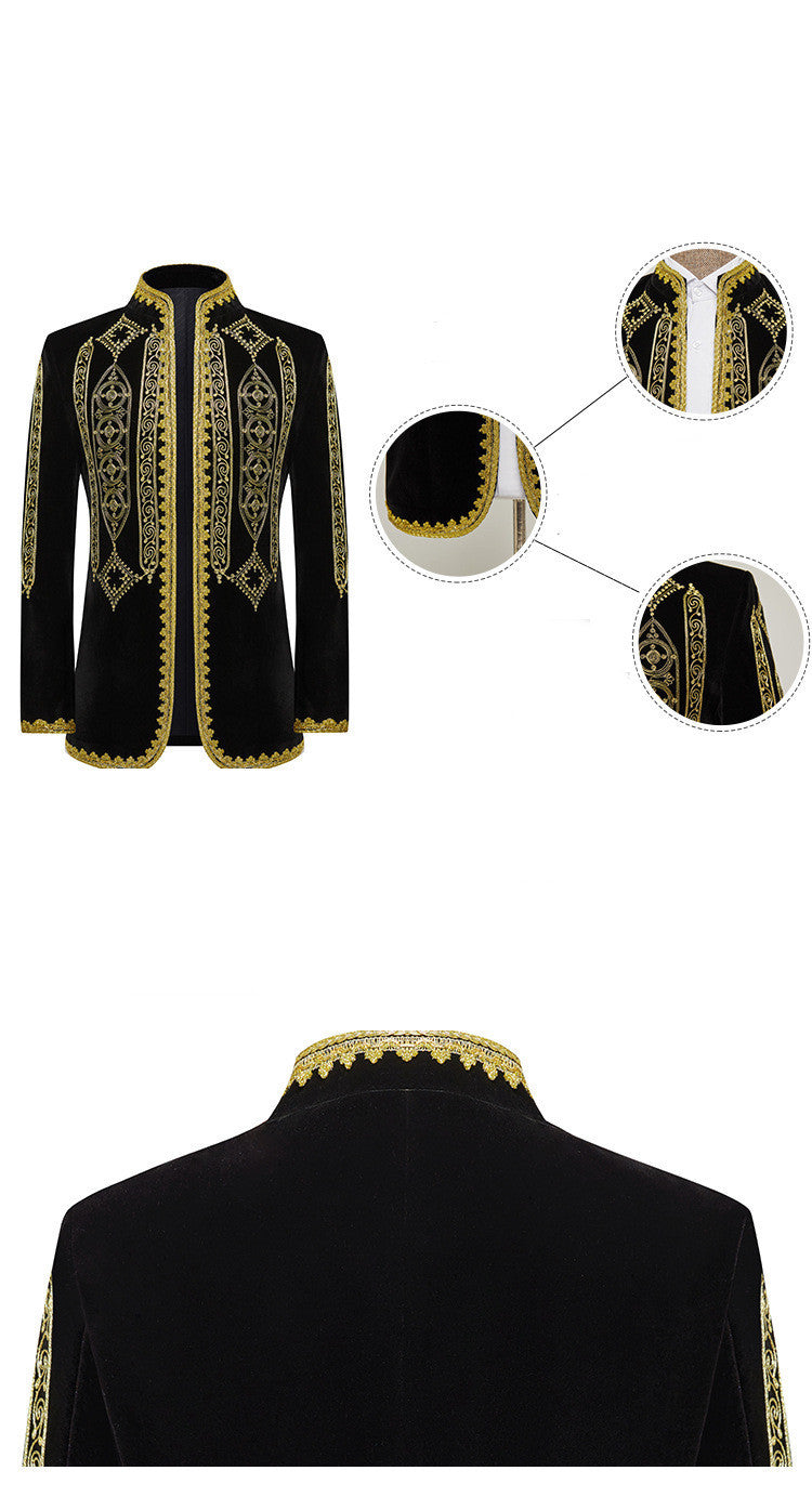 Embroidered Men's Black and Gold Indian Style Jacket