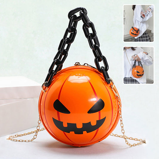 Halloween Pumpkin Ball Handbag With Chain Strap