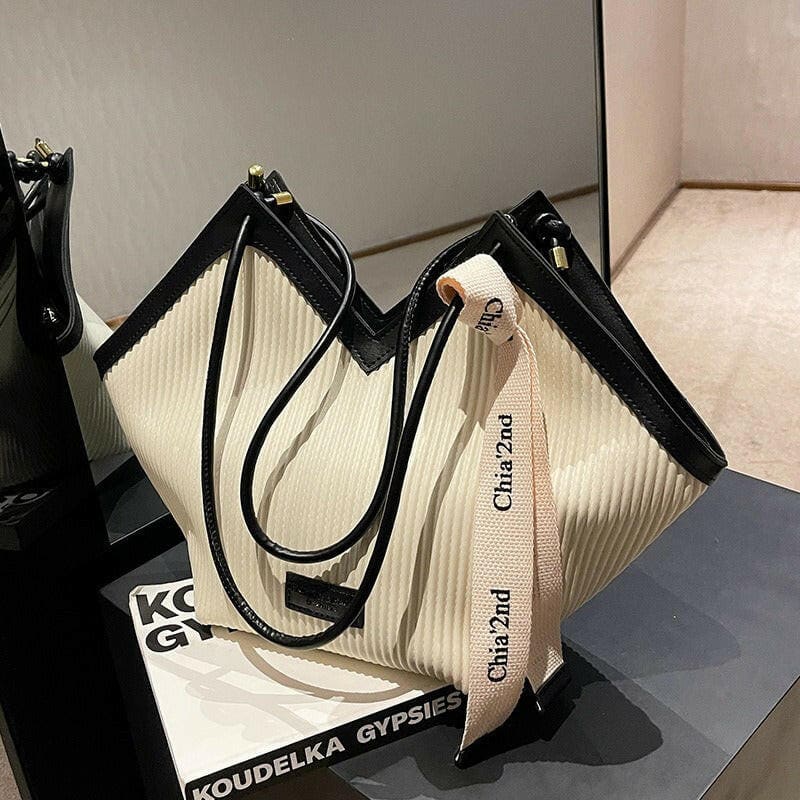 Casual Luxury Fashion Student Shoulder Tote Bag White