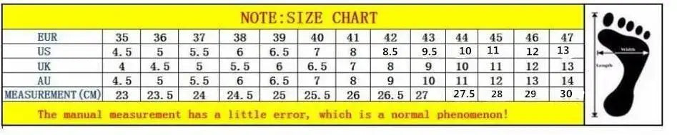 Shoe size conversion chart with footprint for Men’s Cross Stitched Leather Statement Piece Boots.