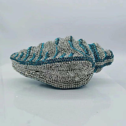 Conch Shape Rhinestone Customised Dinner Clutchbag