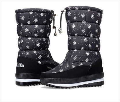 Cozy Thermal Multicolor Padded Snow Boots for Winter Black