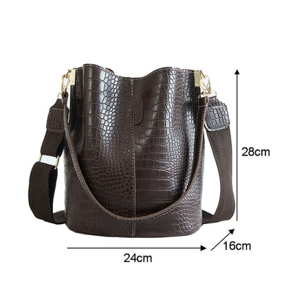 Crocodile Crossbody Bag Women Designer Luxury Bucket Bag