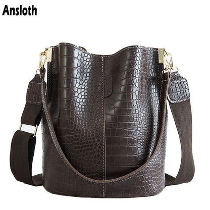 Crocodile Crossbody Bag Women Designer Luxury Bucket Bag