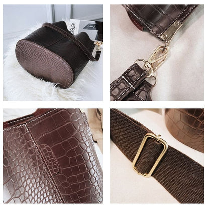 Crocodile Crossbody Bag Women Designer Luxury Bucket Bag