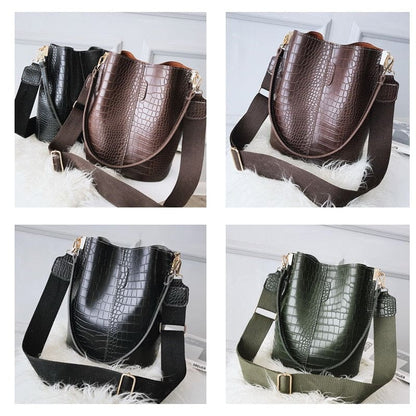 Crocodile Crossbody Bag Women Designer Luxury Bucket Bag