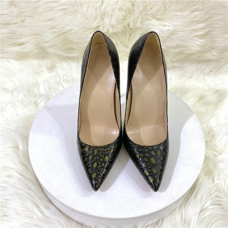 Crocodile Effect Womens Pointed Toe High Heel Party Shoes