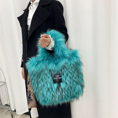 Crossbody Tote Bag Imitation Fur Large Capacity Bag Lake