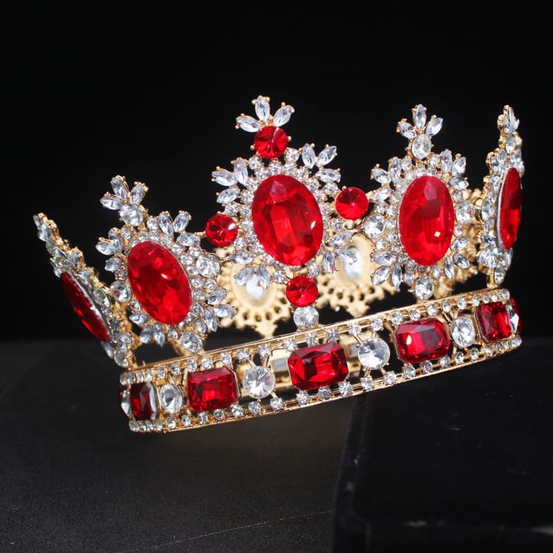 Crystal Bridal Crown Headpiece Wedding Jewelry Gold Red