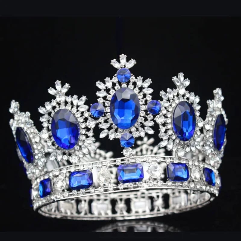 Crystal Bridal Crown Headpiece Wedding Jewelry Silver Navy