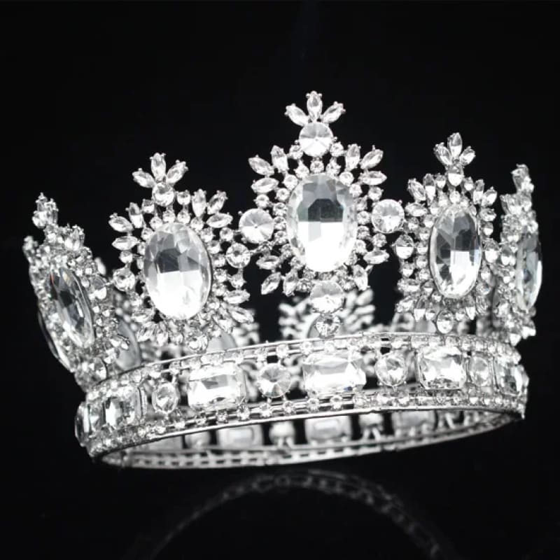 Crystal Bridal Crown Headpiece Wedding Jewelry Silver White